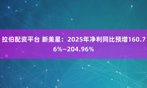 拉伯配资平台 新美星：2025年净利同比预增160.76%—204.96%
