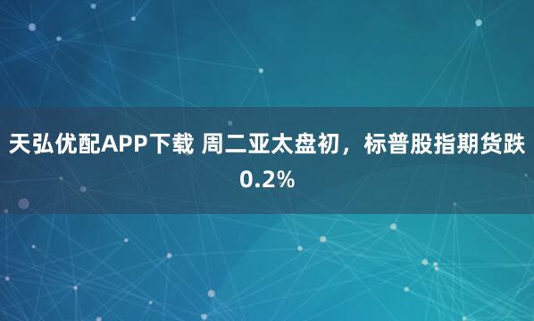 天弘优配APP下载 周二亚太盘初，标普股指期货跌0.2%