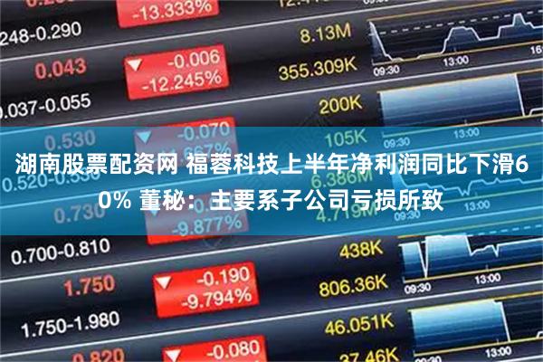 湖南股票配资网 福蓉科技上半年净利润同比下滑60% 董秘：主要系子公司亏损所致